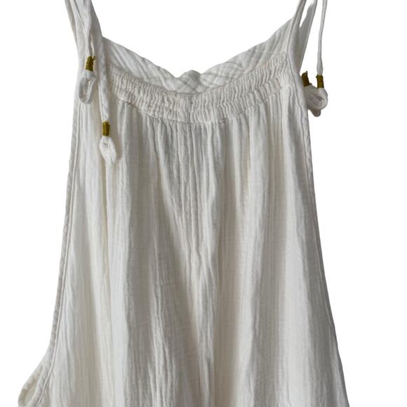 Saturday Sunday By Anthropologie Cream Gauzy Overalls Tie Shoulder size medium - Picture 8 of 10